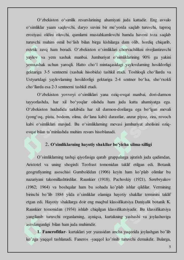 O`ZBEKISTON FLORASINING HAYOTIY SHAKLLARI VA XILMA-XILLIGINI TAHLIL ETISH 5