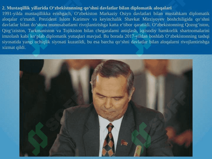 O'zbekistonni markaziy Osiyo davlatlari bilan aloqalari 3