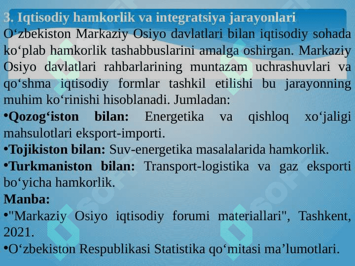 O'zbekistonni markaziy Osiyo davlatlari bilan aloqalari 4
