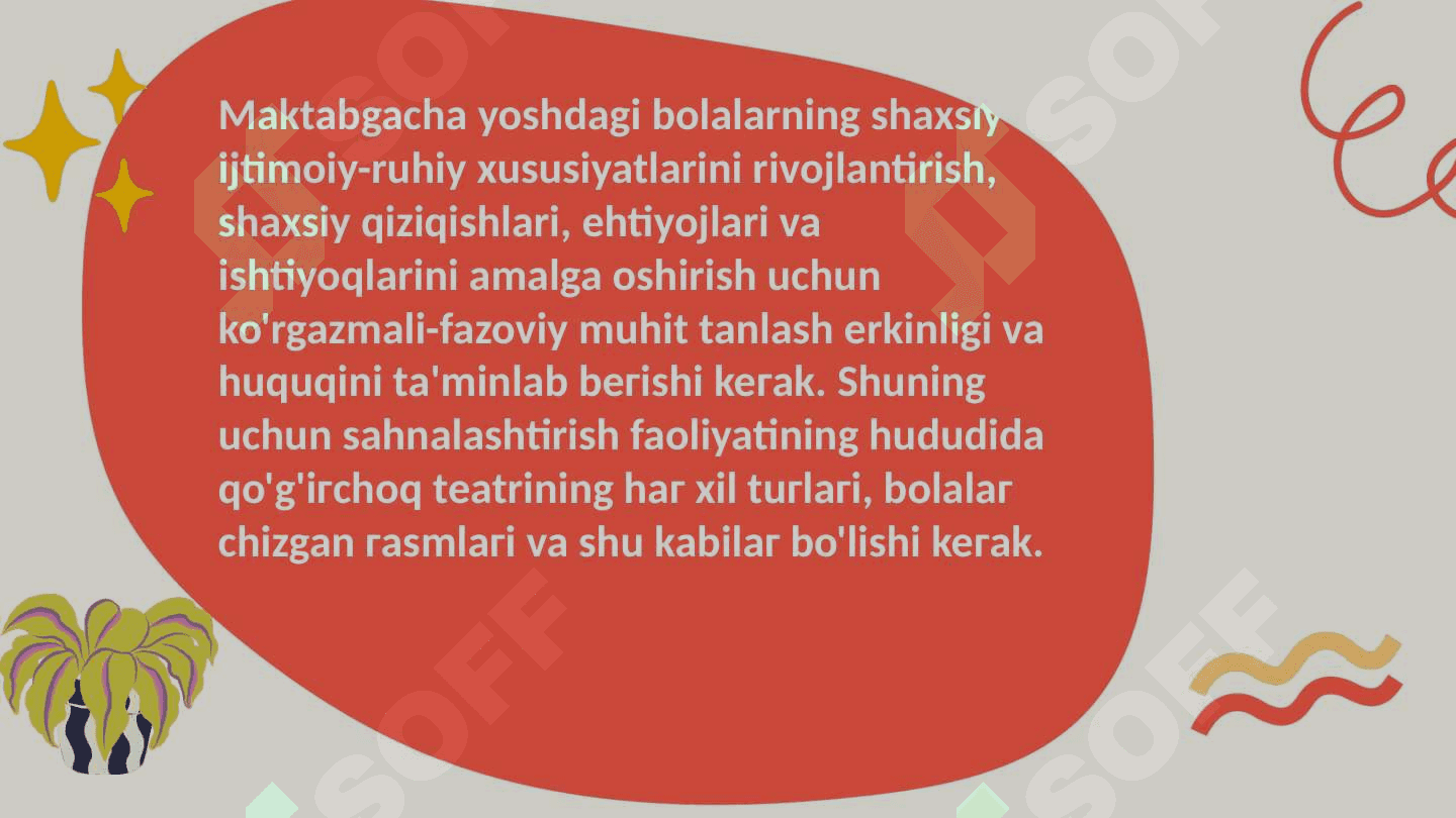 SAHNALASHTIRISH FAOLIYATI ORQALI BOLALARNING IJODIY QOBILIYATLARINI RIVOJLANTIRISH 8