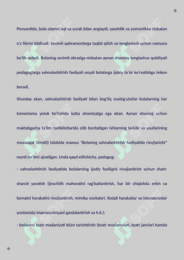 SAHNALASHTIRISH FAOLIYATI ORQALI BOLALARNING IJODIY QOBILIYATLARINI RIVOJLANTIRISH 3