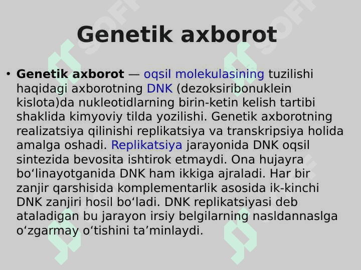 Irsiyatning molekulyar asoslari 6