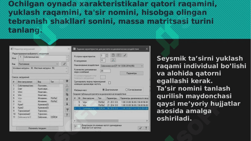 LIRA SAPR dasturida seysmikani modellashtirish 5