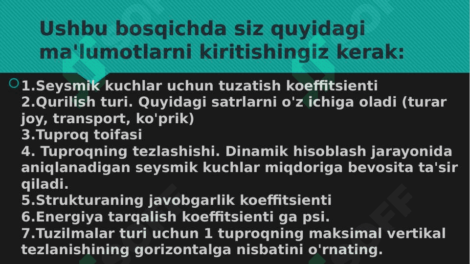 LIRA SAPR dasturida seysmikani modellashtirish 7