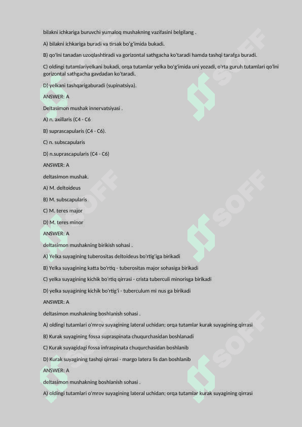 Anatomiya fanidan test - muskullar 2