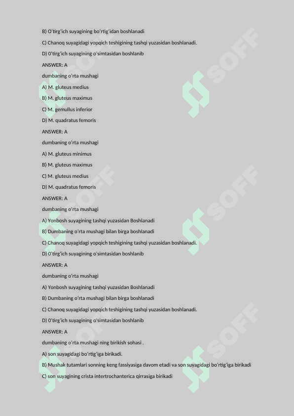 Anatomiya fanidan test - muskullar 2