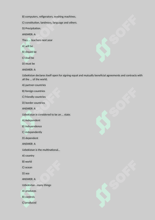Ingliz tili fanidan testlar to'plami - Tibbiyot testlari: English language test 8