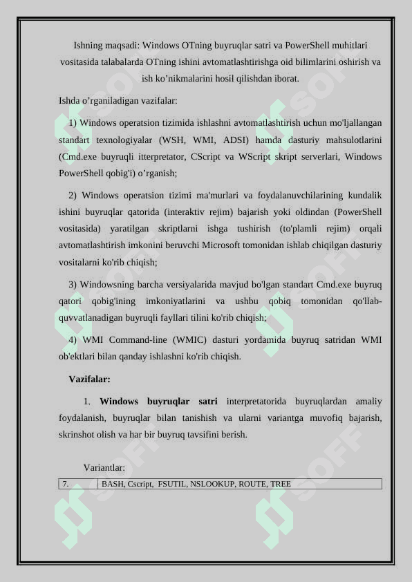 Windowsda buyruqlar satri intepretatori va Powershell muhiti. Powershellda ssenariylar yaratish 2