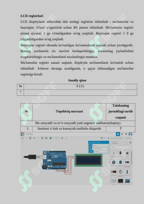 Bir razryadli va to’rt razryadli yetti segmetli indikator(display) 4