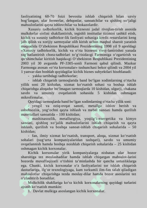 О‘zbekistonda tadbirkorlik faoliyatini rivojlantirish muammolari. 3