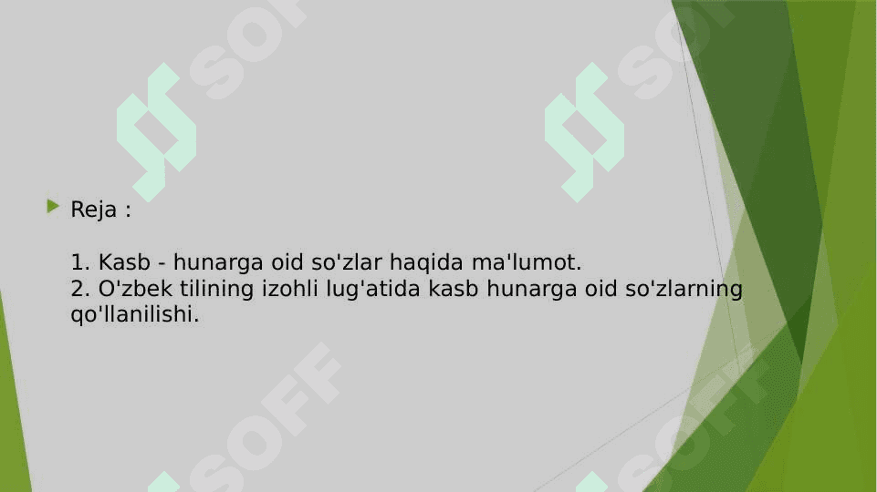 Kasbiy soha boʻyicha atama va soʻzlarning lug’tini tuzish 2