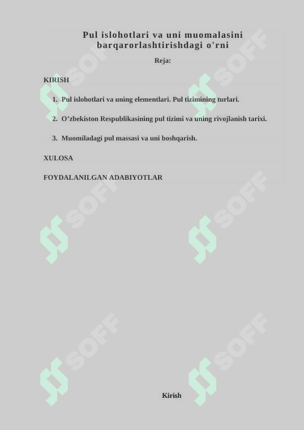 Pul islohotlari va uni muomalasini barqarorlashtirishdagi o'rni 2