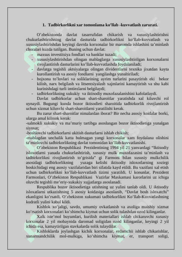 Tadbirkorlik faoliyatining subyektlari 2