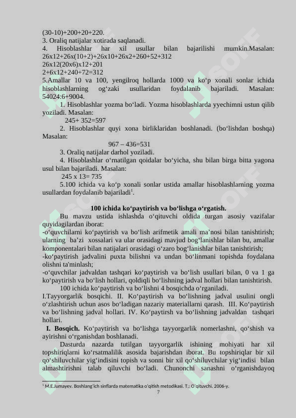 Yuz ichida ko‘paytirish va bo‘lish amalini ma’nosini ochib beruvchi topshiriqlar ustida ishlash 7