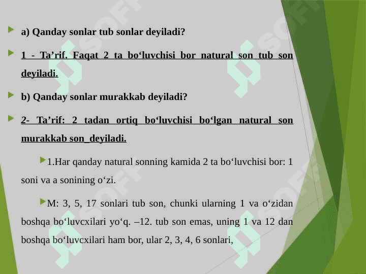 Tub va murakkab sonlar 2