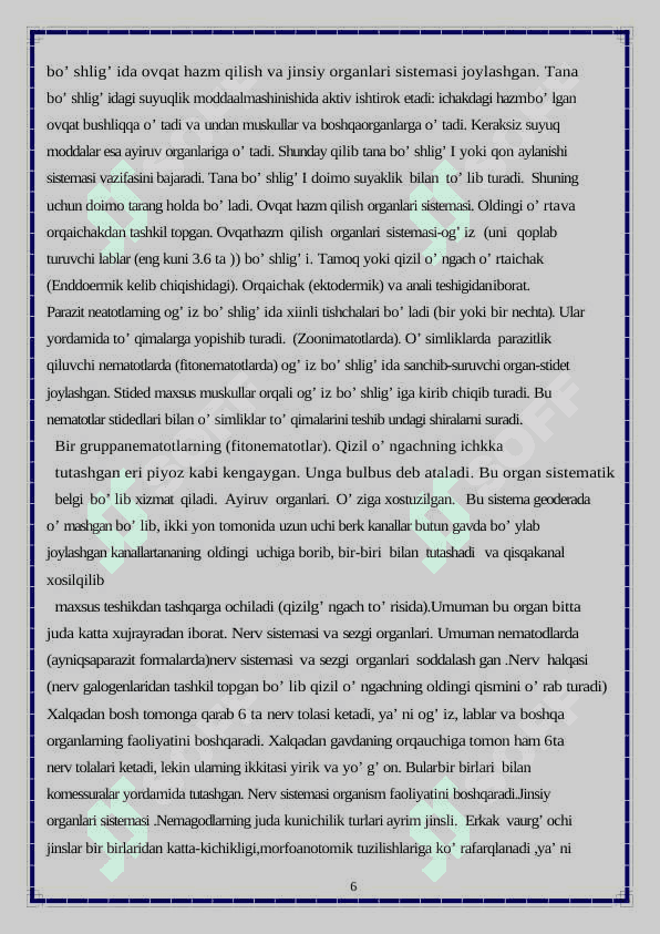 Parazit chuvalchanglar 6
