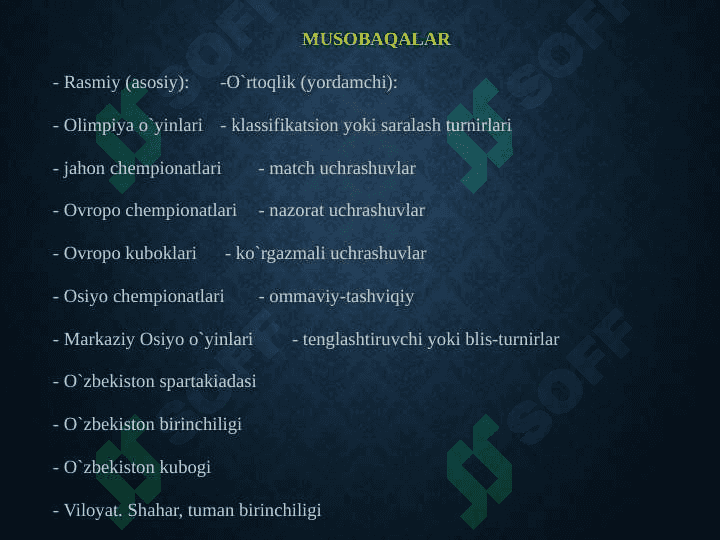 Sport musobaqalarini tashkil qilish va o’tkazish 3