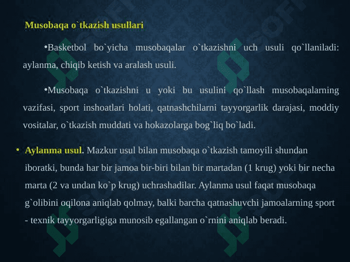 Sport musobaqalarini tashkil qilish va o’tkazish 5