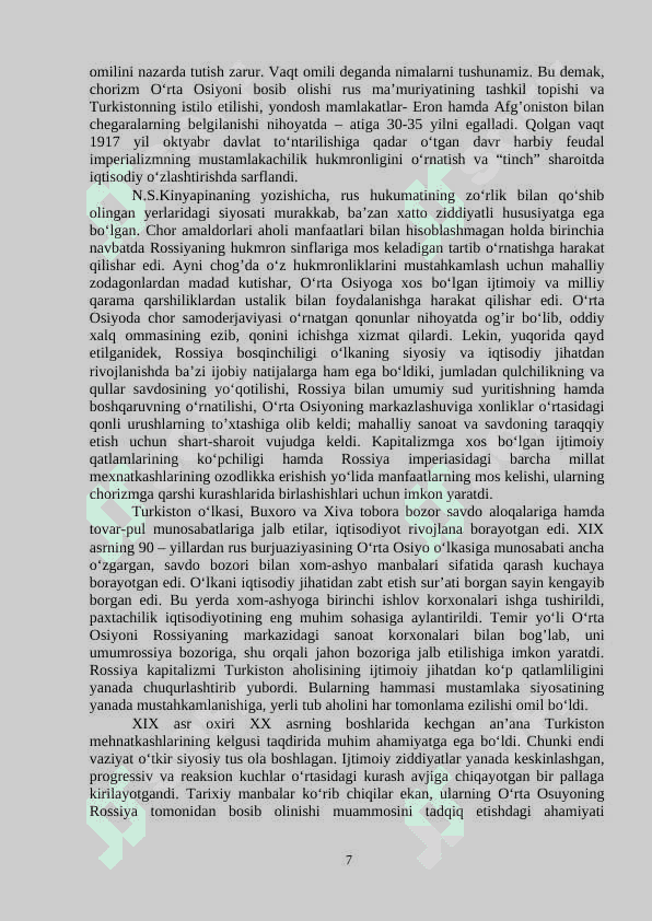 Sharqshunoslar tomonidan o‘rta osiyo xonliklarining rossiya imperiyasi tomonidan bosib olinishi masalalarining o‘rganilishi 7