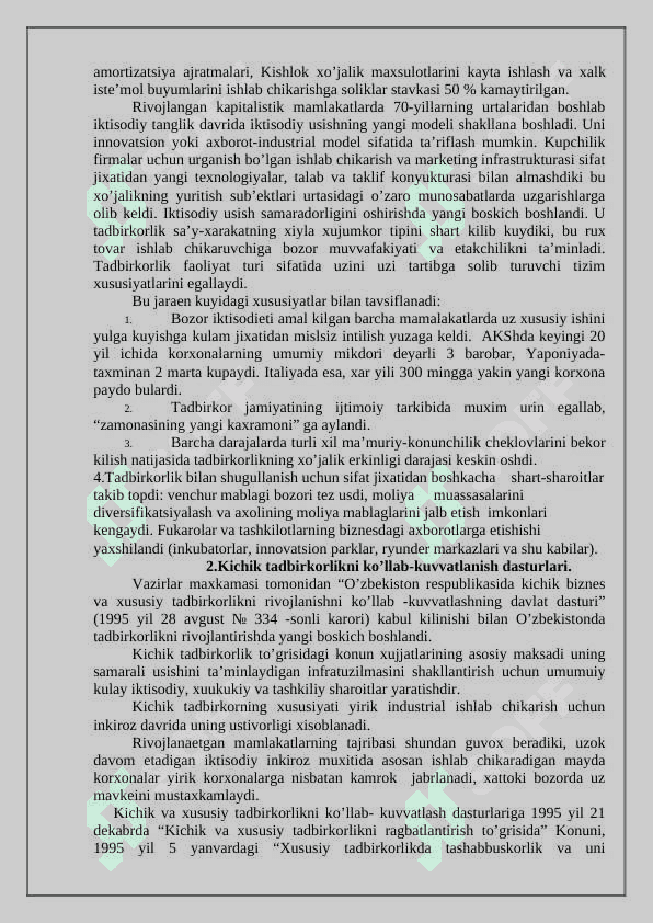 O’zbekistonda kichik biznes va xususiy  tadbirkorlikning davlat tomonidan  tartibga solinishi 3