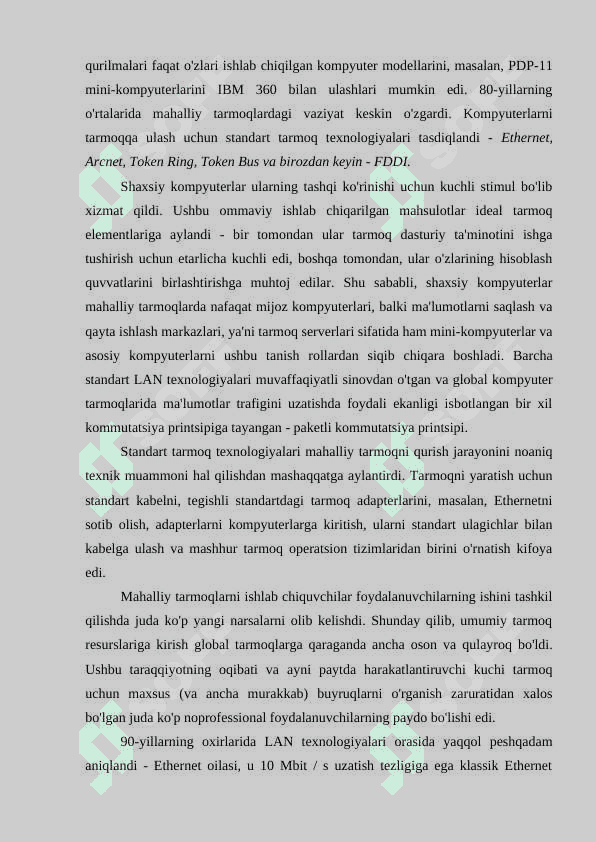 Hisoblash tarmoqlarining rivojlanish tarixi.Kompyuter tarmoqlari klassifikatsiyasi. 5