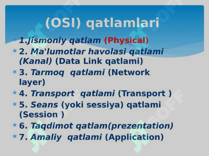 ISO/OSI MODELI 5
