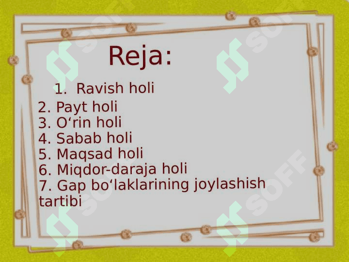 Hol. Gap bo‘laklarining joylashish tartibi. 3