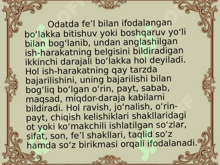 Hol. Gap bo‘laklarining joylashish tartibi. 4