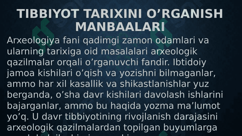 Ibtidoiy jamiyatda tibbiy bilimlarning paydo bo’lishi, ularda diniy qarashlarning o’rni 3