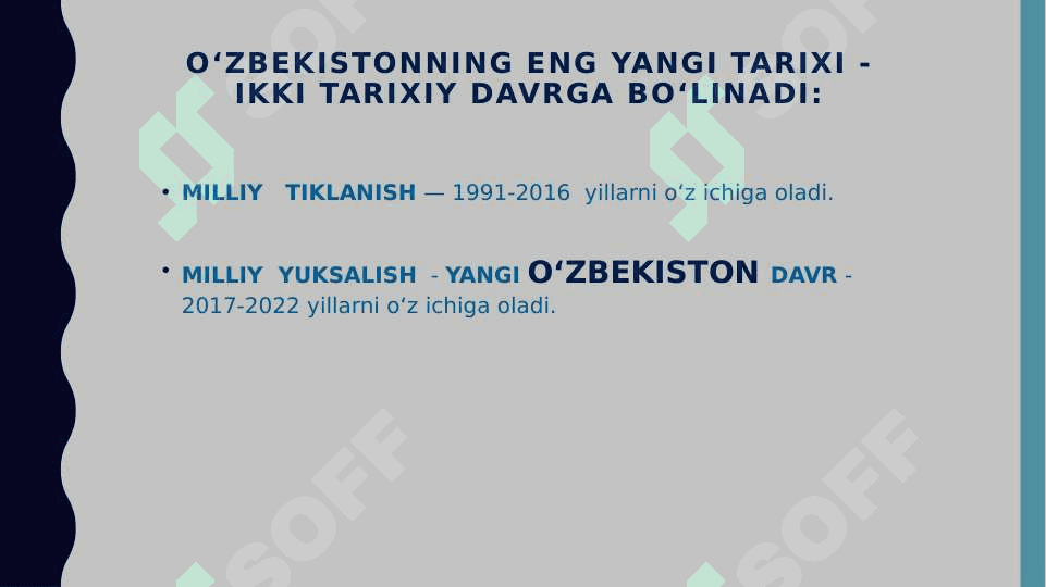 “O‘zbekistonning eng yangi tarixi” о‘quv fanining predmeti, maqsadi va vazifalari, nazariy-metodologik tamoyillari 3
