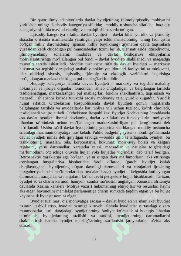 Byudjet, uning shakllanishi va taqsimlanishining iqtisodiyotdagi ahamiyati 3