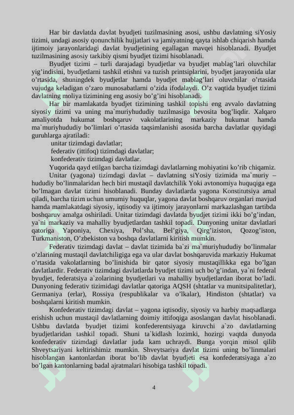 Byudjet, uning shakllanishi va taqsimlanishining iqtisodiyotdagi ahamiyati 4