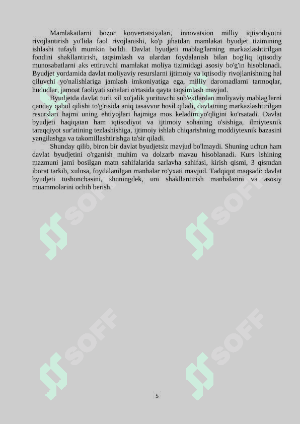 Byudjet, uning shakllanishi va taqsimlanishining iqtisodiyotdagi ahamiyati 5