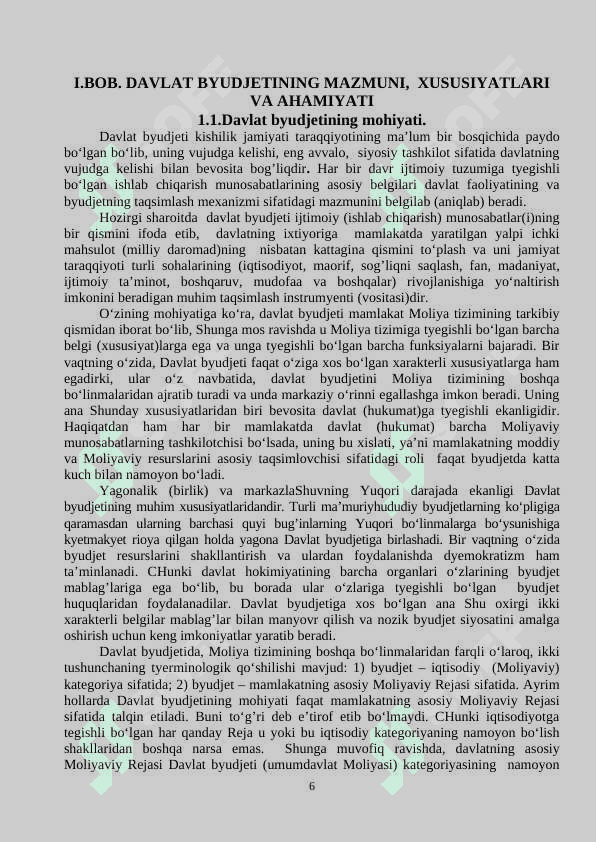 Byudjet, uning shakllanishi va taqsimlanishining iqtisodiyotdagi ahamiyati 6