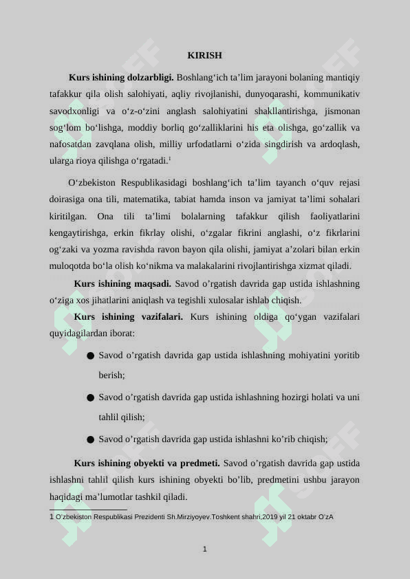 Savod o’rgatish davrida gap ustida ishlash 2