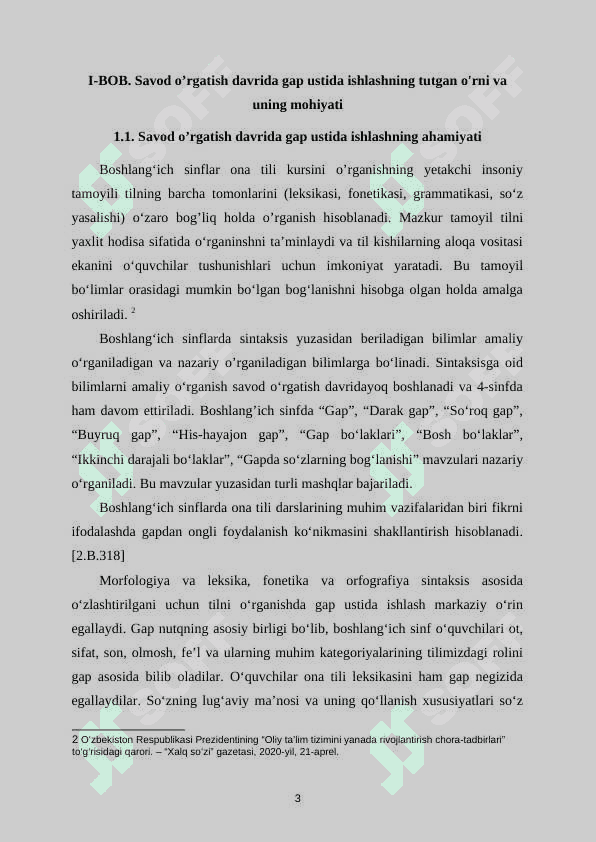 Savod o’rgatish davrida gap ustida ishlash 4