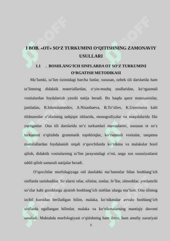 OT SO’Z TURKUMINI O’RGANISH JARAYONIDA O’QUVCHILAR NUTQINI O’STIRISH 5