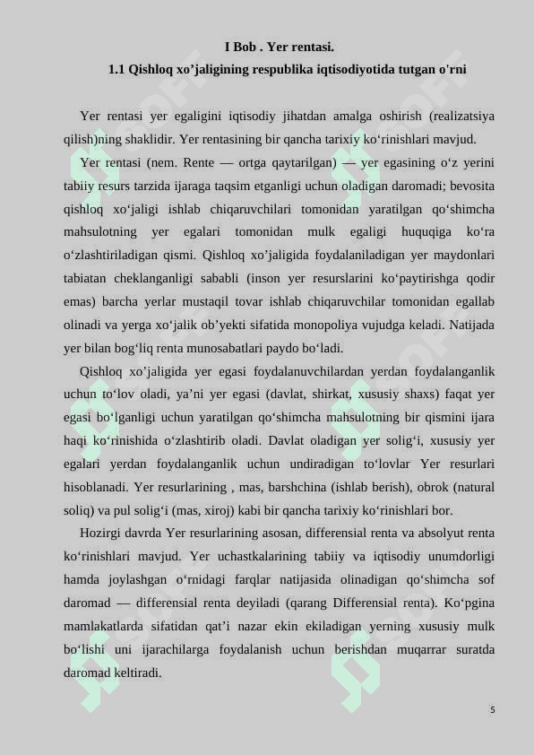 Yer rentasi va uning turlari 5