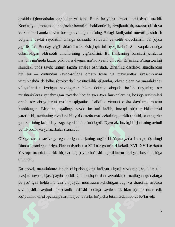 Birja-bozor infrastrukturasining asosiy bo’g’ini 7