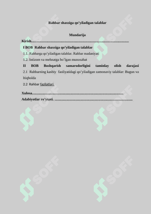 Rahbar shaxsiga qo’yiladigan talablar 2