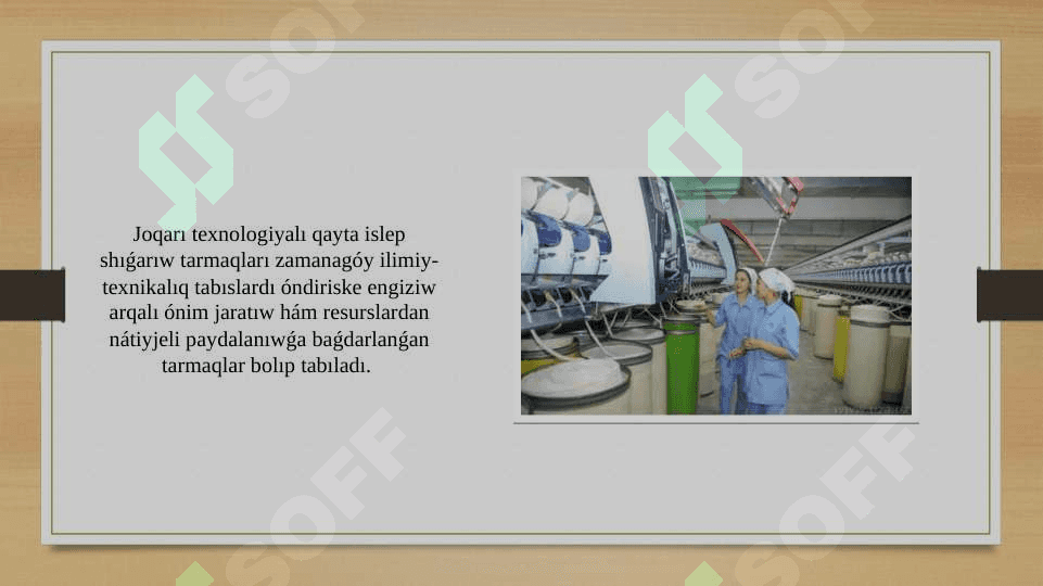 Ózbekstanda joqarı texnologiyalı qayta islep shıģarıw tarmaqların jedel rawajlandırıw 2
