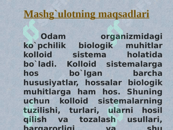 DISPERS SISTEMALARNI FIZIK-KIMYOSI 2