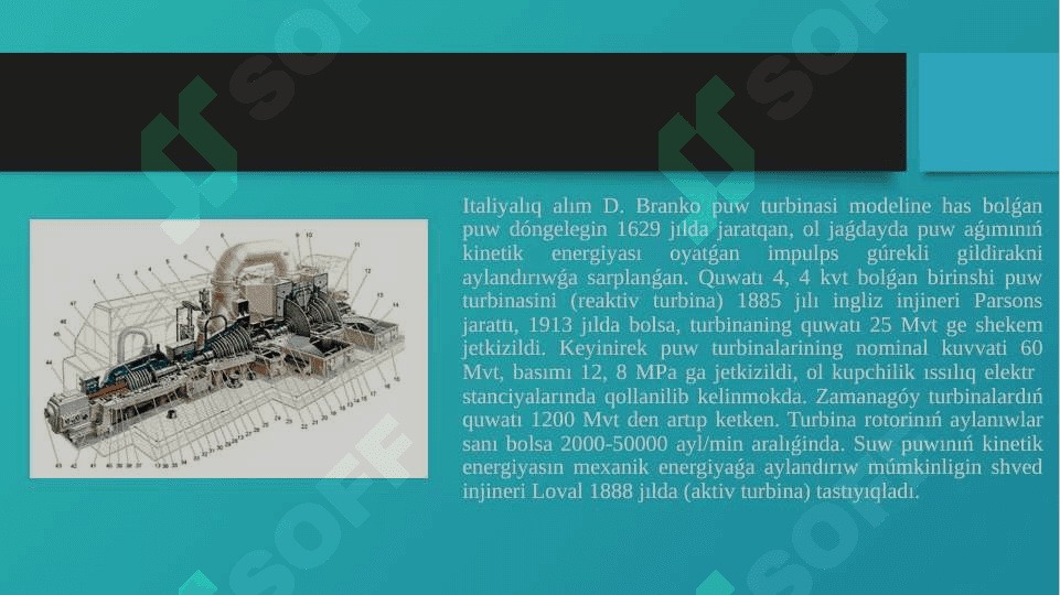 Puw turbinaları, onıń kobstrukciyası hám islew principleri 3