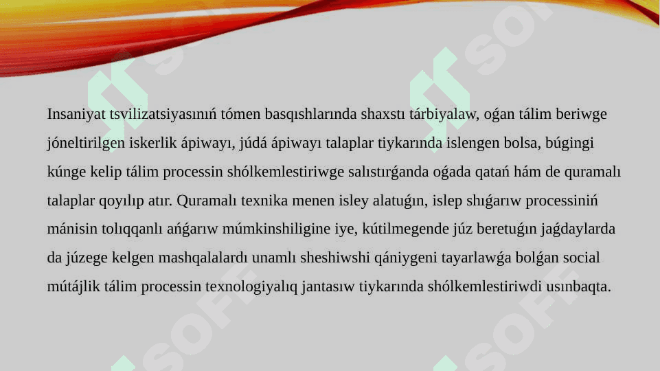 Tálimde innovaciyalıq processler. Elektron pedagogika tiykarları 2