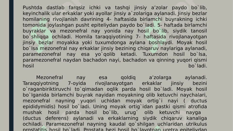 Erkak va Ayollarning tanosil a’zolari Ularni Funksional va Yoshga doir anatomiyasi 3
