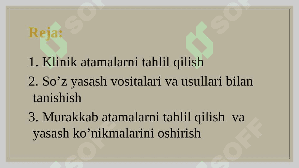 Кlinik terminologiyaga kirish. Кlinik atamalar yasash usullari. Suffiksatsiya 2