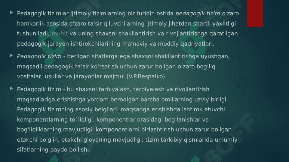 Ta'lim jarayoni yagona pedagogik tizim sifatida. Ta’lim tamoyillari 3