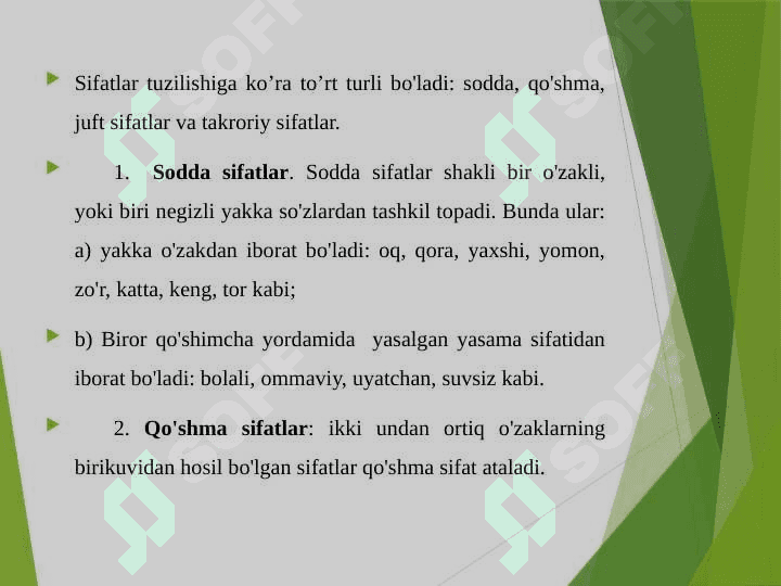 Sifatlarning tuzilishiga ko'ra turlari 2