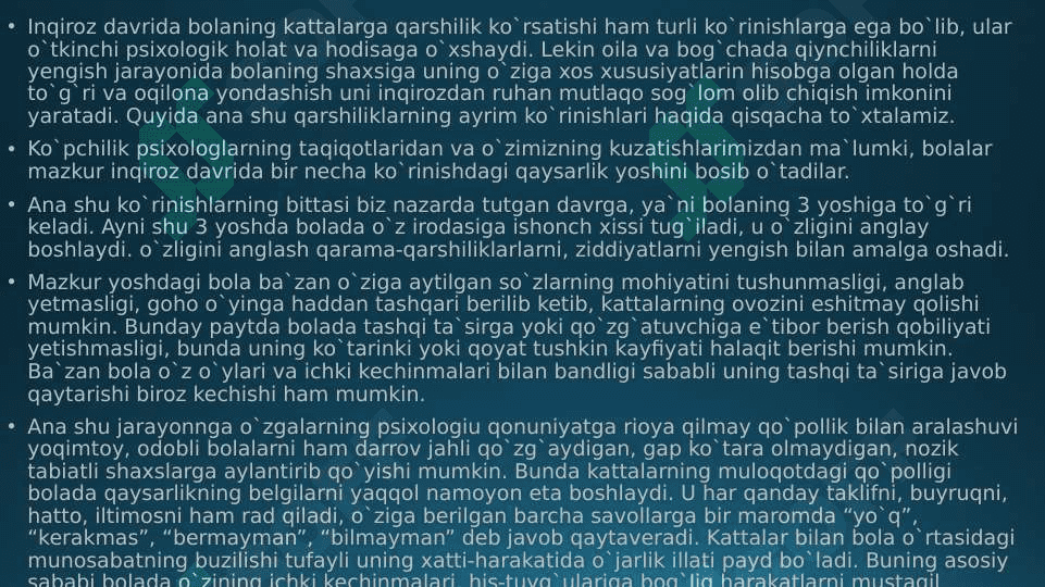 Maktabgacha yoshidagi bolalar psixik o'sishning umumiy shart - sharoitlari 2