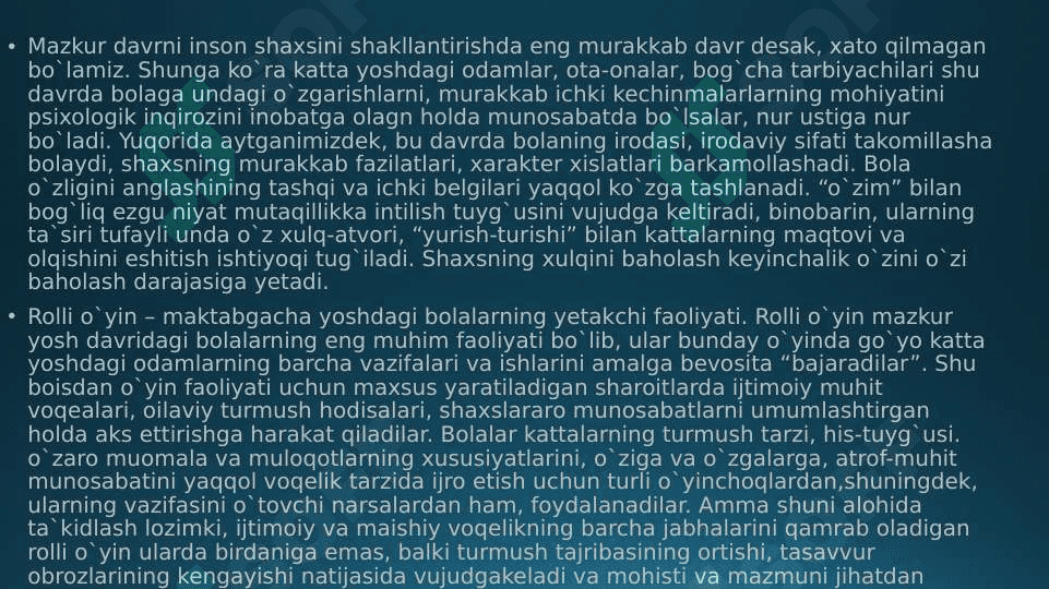 Maktabgacha yoshidagi bolalar psixik o'sishning umumiy shart - sharoitlari 3